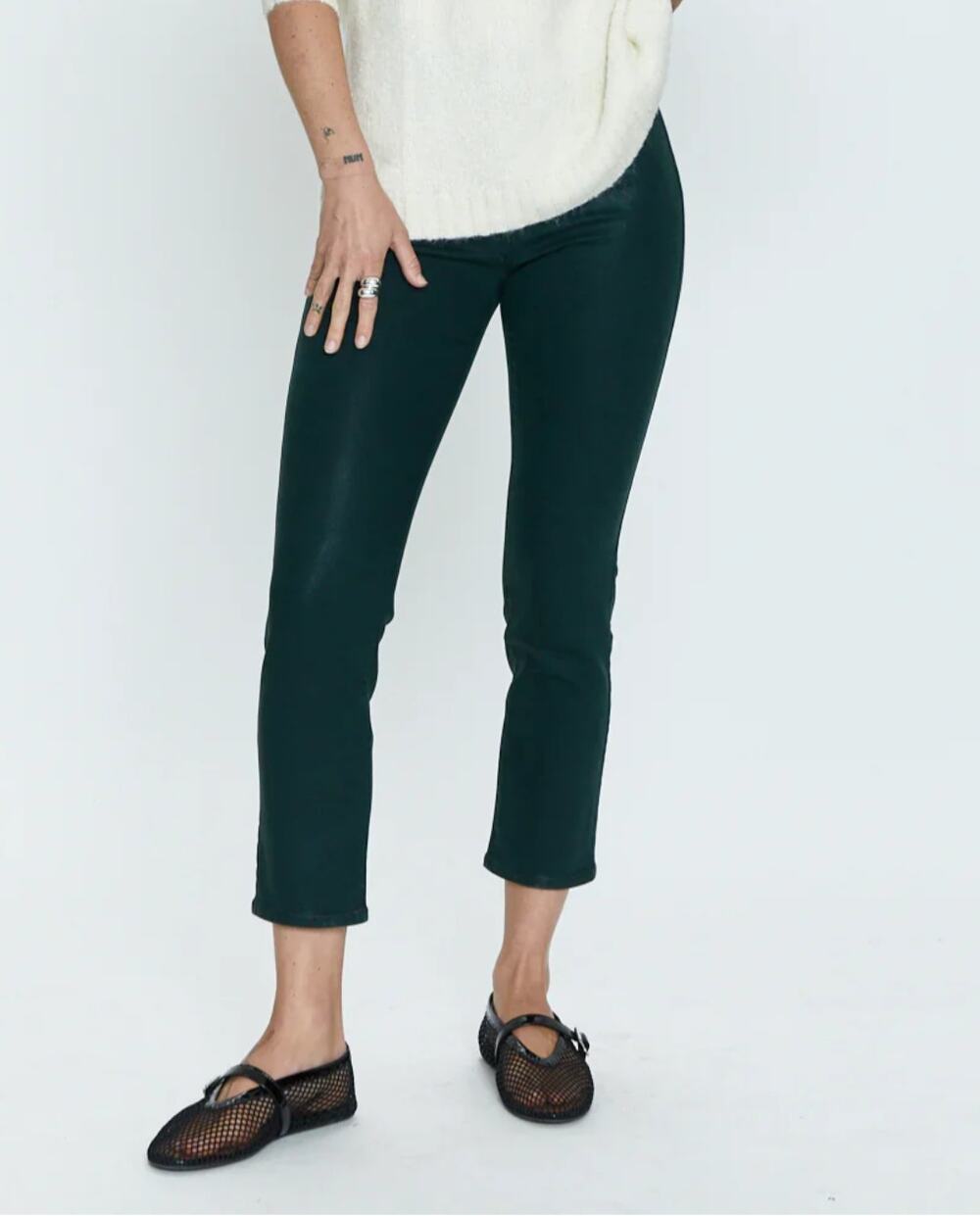 NWT Pistola denim Monroe High Rise Cigarette Crop Jean Coated Pine sz. 25